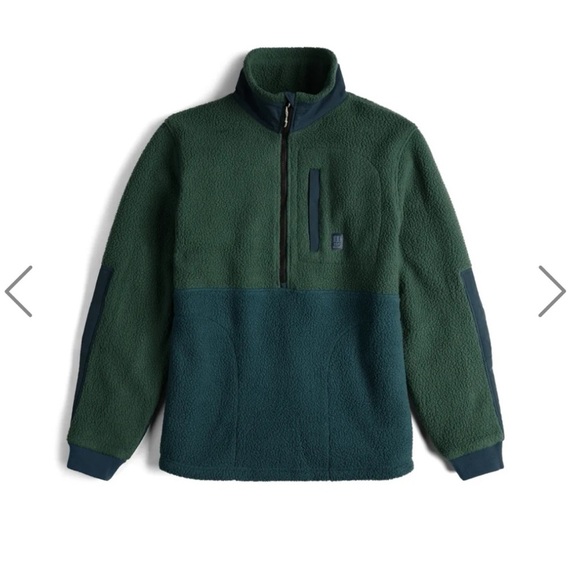 Topo Designs Men’s MOUNTAIN FLEECE PULLOVER Forest/Pond Blue $190 Size L - Picture 2 of 6